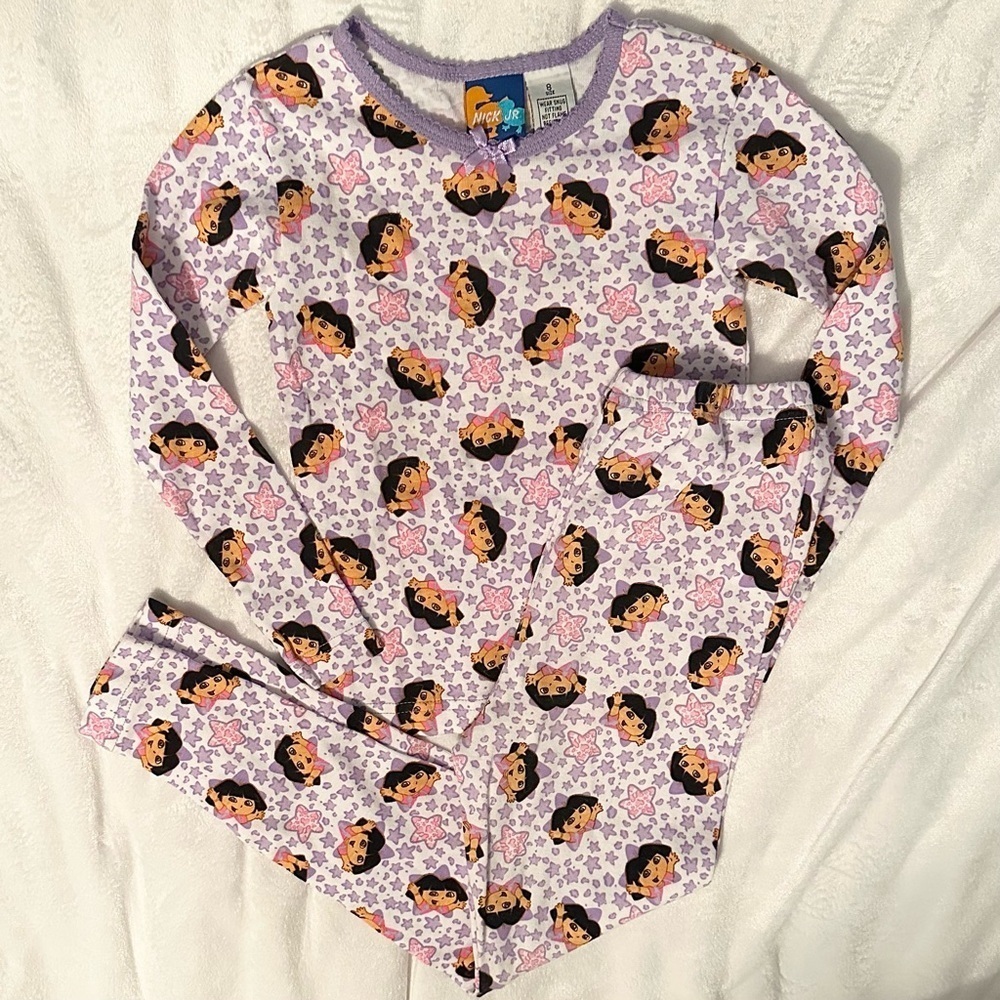 Vintage 2005 Y2K Nick Jr Viacom Dora the Explorer 2pc Girls Pajama 8 Nickelodeon